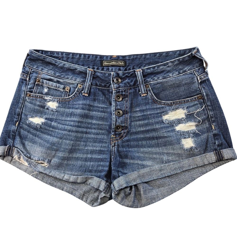 Abercrombie & Fitch Shorts Womens 28 Blue Cut-Off Distressed Cuffed 2.5 Inseam